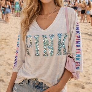 Victoria’s Secret PINK Bling Oversized Jersey Tee